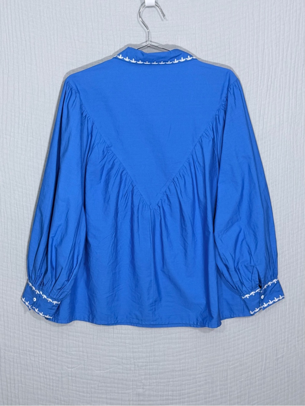 💙 Zara | 100% COTTON | Embroidered Western Blue Blouse | Small - Picture 3 of 7